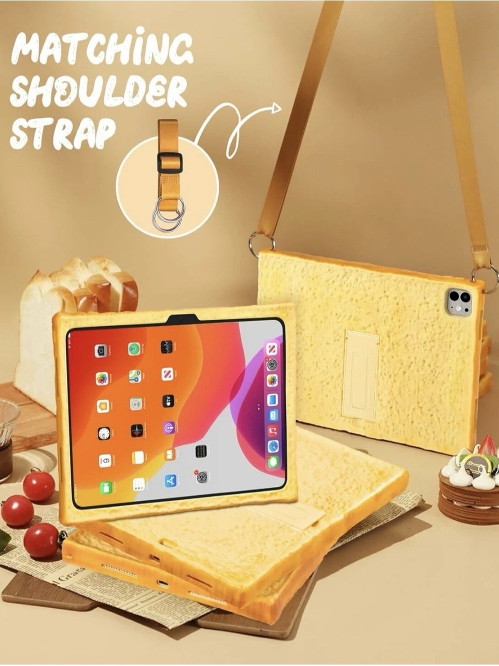 Apple iPad Air 11 Inch 5th/4th Gen 10.9 Kid Toast Purse With Strap Case NEW